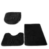 Bath Accessory Set 3pc Bathroom Rug Mat Toilet Lid Cover Plain Solid Color Bathmats