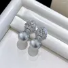 Boucles d'oreilles S925 Silver Stodts 11 mm Grey Pearl Fashion Oreing Brings
