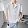 Camicie casual maschile da uomo Summer leggero maschile maturo spalla sciolta a manicotto cubano maniche corta abito di seta corta camicia da colletto set manica corta yq240408