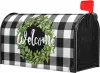 Couvre la boîte aux lettres magnétique standard couronne verte Buffalo Plaid Boîte aux lettres Cover Welcome Boîte aux lettres décalouteaux Boîte à lettres Post Box LL