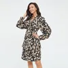 Robes de taille plus robe décontractée Polyester 2024 Fashion Leopard Imprimé pour femmes Vêtements d'été à manches longues