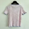 Kvinnors stickor Tees Designer Brand 24 Spring/Summer New Product Pink Knitted Tank Top Short Sleeved For Women JCB7