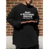 Sweatshirts Men's Sweats Grawzproject G / R Rent Boyfriend Hotline Hotline Water Wash Old Banner Print T-shirt à manches longues