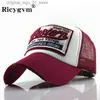 Ball Caps Summer Mesh Truck Hat Mens Vintage Letter Baseball Chapeau de base de base ajusté Sunshade Hip Hop Hat Hat Y2K Q240408