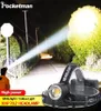 100000LM XHP702 LED FACTADE XHP70 Amarelo LED LED FARECTILIZING ZOOM ZOOM USB TORCHA RECARGIED Uso de 318650 Baterias Camping47611684617