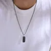 Men's geometric pendant necklace Black Plated Geometric Pendant Necklace Stainless Steel Vertical Bar Chain Necklace