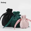 Gift Wrap StoBag 5pcs Small Velvet Bags Drawstring Flannel Cloth Jewelry Earrings Storage Packaging Portable Pocket Organizer Pouch