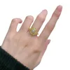 Cluster Rings Live 925 Silver Plated Gold Stripe Retro Old Money Style European And American Instagram Cold Wind Ring