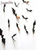 Halloween Decoration 12pcs 3D Black PVC Bat DIY Decor Wall Sticker Halloween Party Bar Decals Scary Halloween Party Decoration5820292