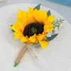 Decorative Flowers Forest Simulation Sunflower Bride And Groom Wrist Flower Corsage Wedding Sister Group Hand Dress Bridesmaid Brooc