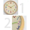 Horloges murales Couleur de dessin animé de 12 pouces pour enfants chambre numérique muet bambou horloge diy moderne conception décoration de maison