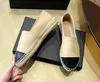 Lambskin espadrilles berretto punta al 100% designer di cuoio vero donna tela espadrilles piatti di scarpe abiti di lusso moca