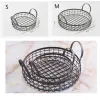 Baskets Egg Basket with Ear Wrought Iron Fruit Basket Desktop Storage Basket Photography Props Wire Basket