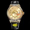 Sky Dweller 336238 A9002 Orologio da uomo automatico IUF 42mm Gollo giallo 904L COMPOSTO CAMPAGNE ACCIAI