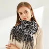 Шарфы леопардовый принт зимний шарф для женщин Классический утолщенный имитация кашемира бахрома Стильное универсальное теплое одеяло
