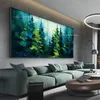 Dark Green Abstract Forest Oil Painting On Canvas Hand Painted Large Wall Art Custom Painting Green Tree Painting Minimalist Wall Art Living Room Decor