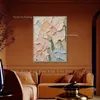 Romige textureerde muur kunst abstract bloemen dik olieverfschilderij handgemaakte bloem canvas schilderen schilderij eigentijdse abstracte muur kunst decor voor thuis