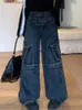 Jeans femminile 2023 y2k strtwear vintage blu largo largo gambe jeans pantaloni per donne vestiti nuovi pantaloni di denim rock lady vaqueros y240408