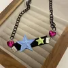 Colliers pendants doux et coloré de chaîne multi-couches colorée Star Petit diable Collier Femelle Élégance Unique Personnalité Y2K Collier