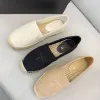 Platform Açık Balıkçı Ayakkabı Tasarımcısı Yaz Plajı Düz ​​Luxurys Loceper Canvas Erkek Kadınlar Espadrille Yeni Stil Bale Ayakkabıları Siyah Beyaz Tenis Kutu Boyutu 35-42