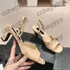 Slingbacks Damesontwerper Sandaal Hoge dikke hiel Lambskin Mary Jane schoen 5,5 cm Slipper L Rijnbestrijding metalen letters muilezels glijden op enkelgesplijst Classic Slipper