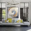 Ouragan or bleu 100% artisanale de toile texturée dorée peinture abstraite peinture à l'huile décor mural pour le salon du bureau art mural