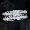 Cluster ringen Pubang Fine Jewelry 925 Sterling Silver Created Moissanite Diamond Anniversary Sparkling Band Set for Women Gift Wholesale