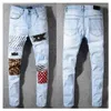 Patchs de taille plus personnalisés de haute qualité pantalon pour hommes en détresse en détresse jeans en jean à imprimé slim en détresse pour hommes