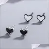 Stud Earrings Lovely Tiny Heart Round Shaped Epoxy Resin Zircon Fashion Sier Plated Ear Accessories Jewelry For Women Girls Drop Deliv Otpmj