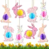 Party Decoration 4Pcs/set Easter Honeycomb Hanging Decorations With 3D Paper Egg Ball For 2024 Spring Supplies