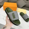 Designer sandaler pool kudde glider par tofflor män kvinnor sommar platt klassiska tryck mode strand toffel sandal front vadderade lyxreglage