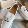 Summer Walk white sole shoes Charms embellished suede loafers Moccasins Genuine leather casual slip on flats for Unisex Luxury Designer Dress shoe factory footwear