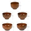 Bowls 1Pcs Japanese Wooden Bowl Natural Thicken Jujube Wood Set Spoon Chopsticks And Box Fruit Salad Noodle Rice Soup