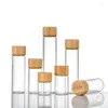 Garrafas de armazenamento 300pcs mini perfume de vidro pequenos frascos de amostra desejando garrafa com tampa de bambu 5ml 8ml 10ml 12ml 15ml 20ml 25ml 30ml