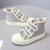 Sneakers Kid Sport Running Scarpe Girls High Top Canvas Scarpe Casual Plaid Boys Sneakers Scuola per bambini Scarpe per bambini Scarpe per bambini E07212