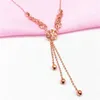 Chains 585 Purple Gold Necklace Plated14K Rose Flower Tassels Fashion Elegant Pendant Light Luxury Wedding Jewelry For Women