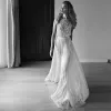 Abiti Beach Beach Boho Wedding Gowns a due pezzi a due pezzi Sleeveveltra bassa schiena perle perle pace in pizzo chiffon bohémien wedding bridai dres dres