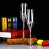Crystal Diamond Heartshaped Champagne Cup Set Bubble Goblet Glass Wedding Par Par Vinglas 240408
