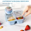 Abendessen 4 Gitter Snack Container Quadrat tragbar geteilte Aufbewahrung Home Küchenflaschen Box Tools Bento