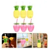 Disposable Cups Straws 6 Pcs Plastic Strawberry Pineapple Drinking Bottles Luminous Beverage