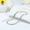 Orsa mücevherleri 925 STERLING Gümüş Tenis Anklet Gökkuşağı Renkleri AAAA Zirkonya Kızlar İçin Tam Döşak Kadın ayak bileği zinciri SA04 240408