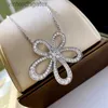 Hoge versie origineel 1to1 merk ketting Vancefe 925 sterling zilveren zonnebloem ketting dames vijf bloembladen bloesem diamantontwerper hoogwaardige choker ketting