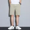 Shorts masculinos verão homens casuais sólidos homens de alta qualidade elástica de cintura de seda de seda de seda de seda de seda