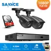 SYSTEEM SANNCE HD 4CH CCTV SYSTEEM 1080N DVR 2PCS 1080P CCTV IR Outdoor Video Surveillance Security Camera's 4ch DVR Kit