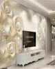 Gioielli floreali in rilievo 3D Pearle PO Wallpaper Mural soggiorno divano TV Sfondo decorazioni da parete carta PEINT 3D personalizzata personalizzata268U3504745