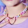 Anhänger Halskette Kawaii Ästhetische Regenbogenkette Herz Anhänger Halskette Koreanische Mode Harajuku Halskette für Frauen Y2K Schmuck 2000er Accessorie0th0