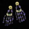 Charme Style Court Vintage Stone Natural Purple Irréguleux Long Sweeping Boucles d'oreilles Pendre des bijoux de délicatesse avancée pour les femmes240408