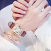 Zegarwatches kobiety gwiaździste niebo zegarek luksusowe różowe złoto zegarki swobodne skórzane opaska kwarcowa bransoletka na rękę Zestaw Zestaw Zegar Zegarek Zegarek Damski