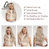 Charmsource blond vågig peruk med bangs festklänningar för kvinnor naturligt syntetiskt hår dagligen cosplay värmebeständig fiber peruk 240408