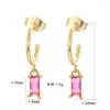 Boucles d'oreilles Stud Eyika Gold plaqué multicolore Birthstone Square Cumbic Zirconia Piercing Drop Brongle de luxe Mode de la Saint-Valentin Bijoux de la Saint-Valentin